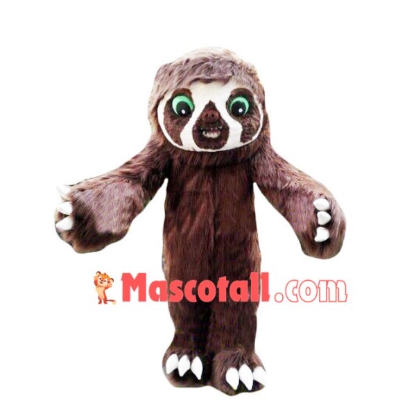 Green Eyes Furry Sloth Mascot Costume