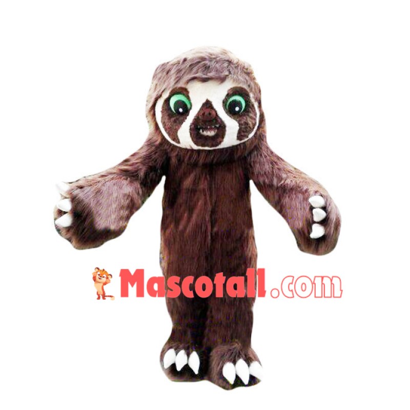 Green Eyes Furry Sloth Mascot Costume