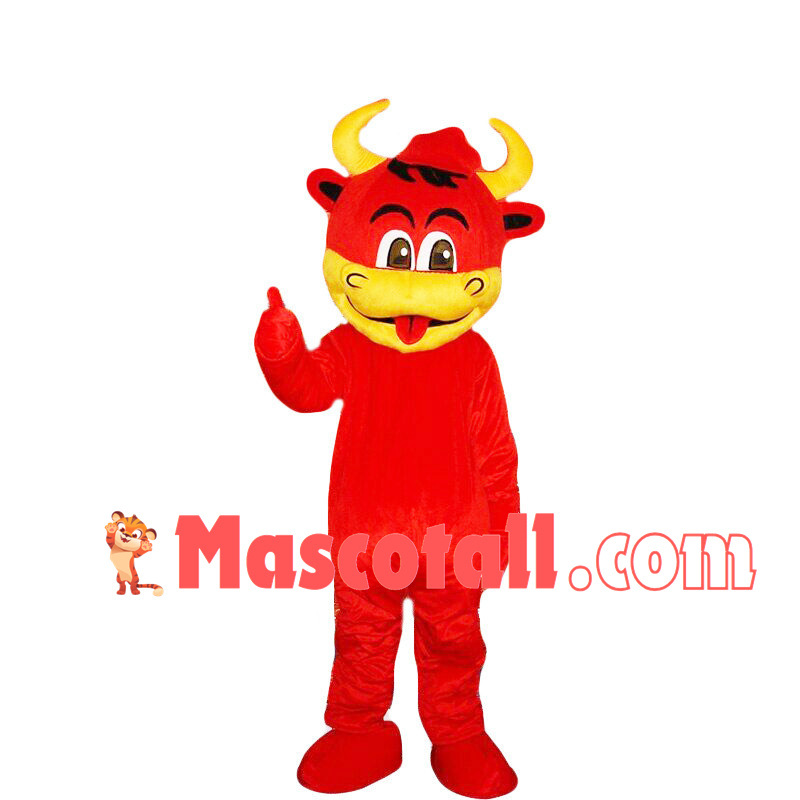 Mischievous Red Bull Mascot Costume