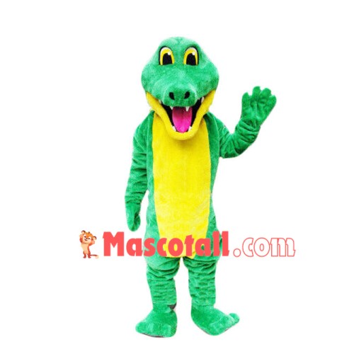 Green & Yellow Adult Crocodile Mascot Costume