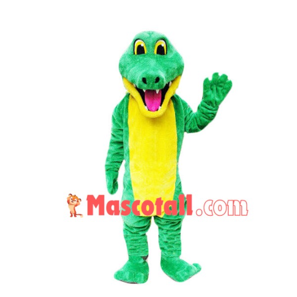 Green & Yellow Adult Crocodile Mascot Costume
