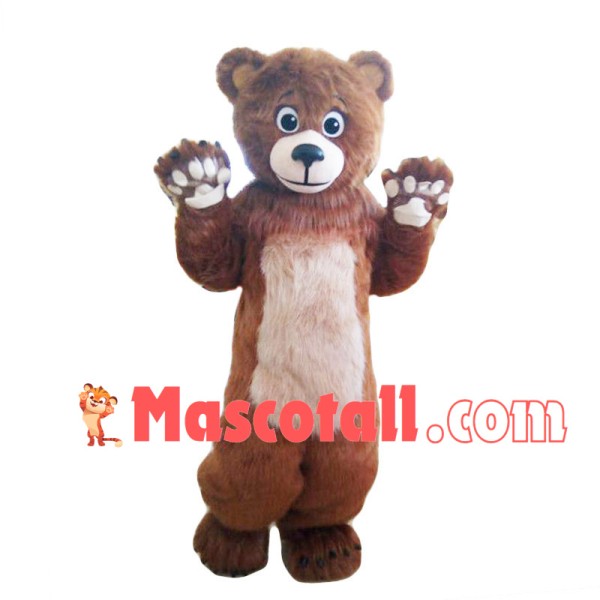 Affable Furry Brown Bear Mascot Costume