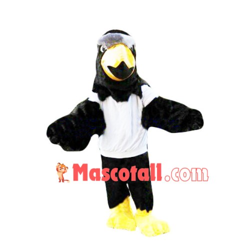 Black Furry Eagle Mascot Costume