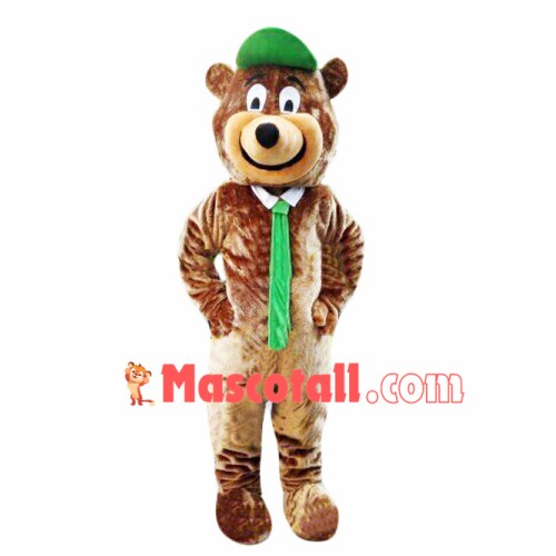 Gentle Bear With Green Tie Mascot Costume