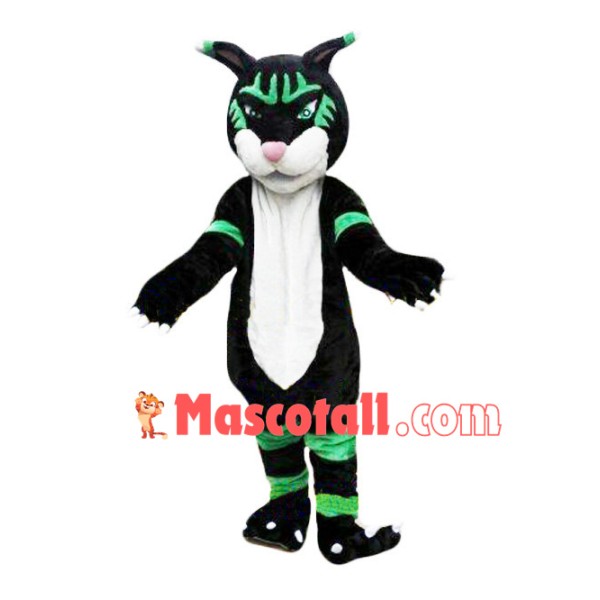 Green Striped Panther Mascot Costume