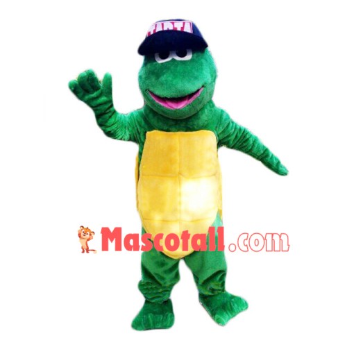 Sinewy Turtle With Cap Mascot Costume