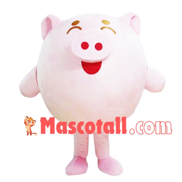 Smiley Eyes Cartoon Pig Mascot Costume