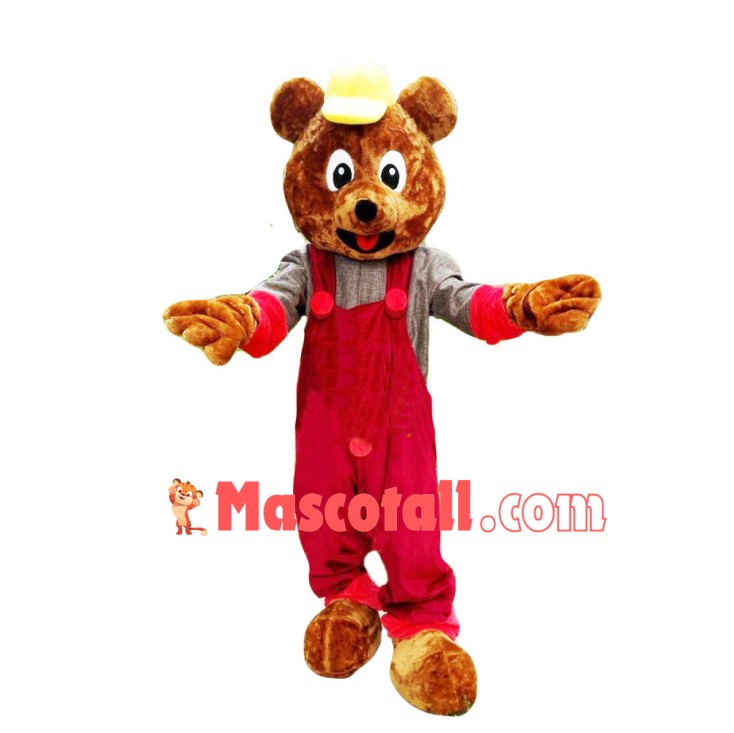 Lovely Bear In The Rompers Mascot Costume