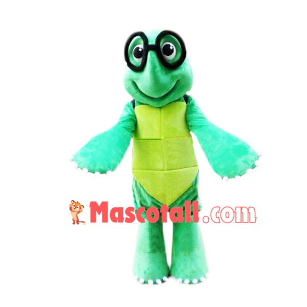Knowledgeable Green Turtle Mascot Costume