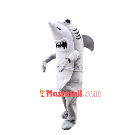 Ferocious Gray Shark Mascot Costume