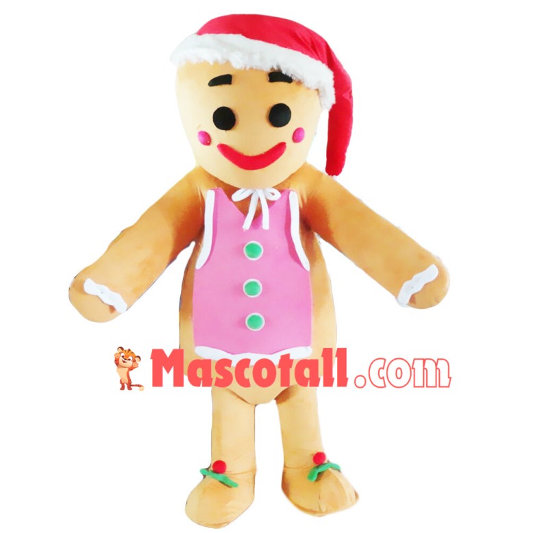 Christmas Gingerbread Man Cookie Mascot Costume