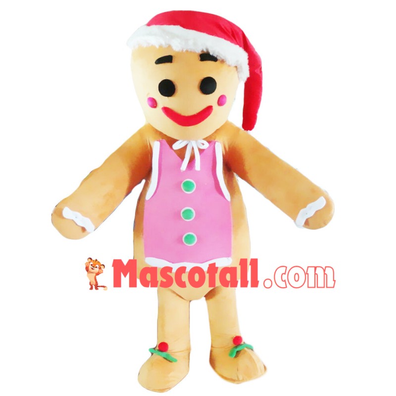 Christmas Gingerbread Man Cookie Mascot Costume