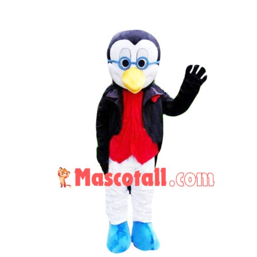 Social Penguin In Jacket Mascot Costume