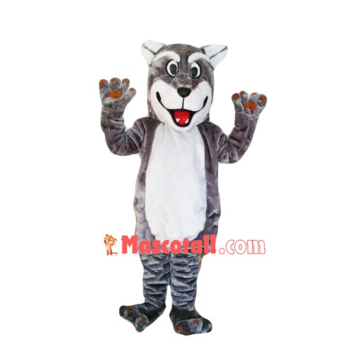 Excited Gray Wolf Mascot Adult Costume