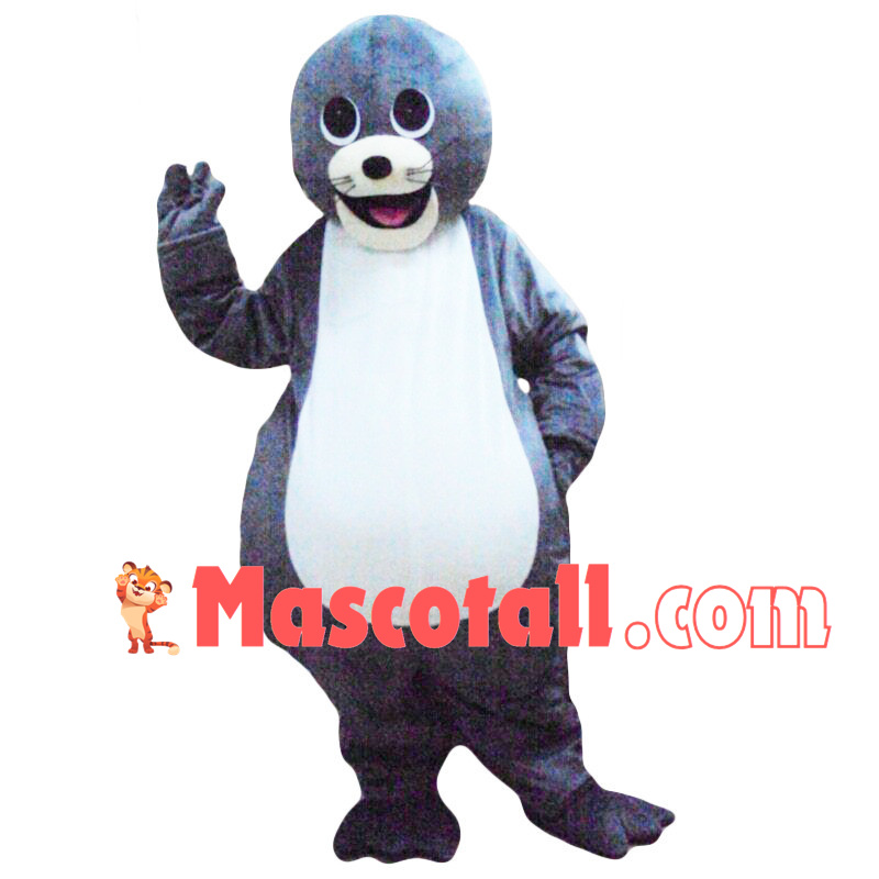 Amused Grey Sea Lion Mascot Costume