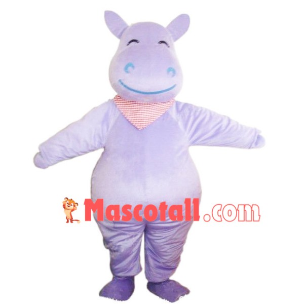 Polite Lilac Hippopotamus Mascot Costume