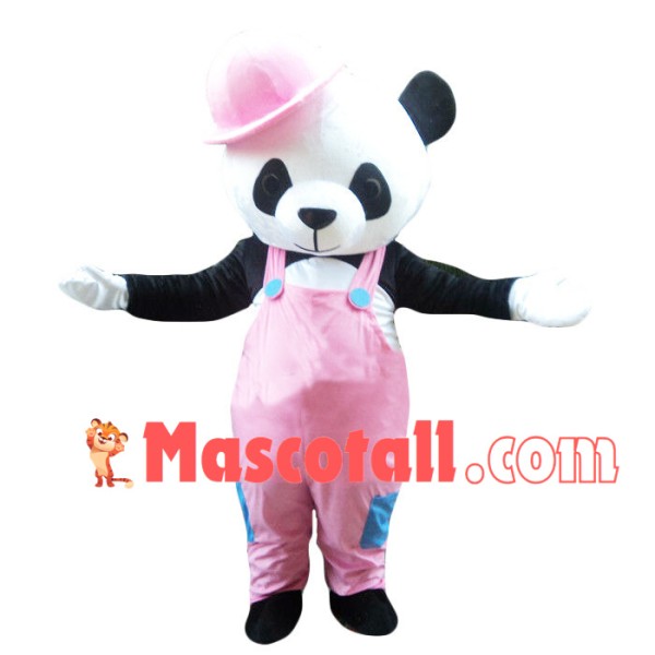 Pretty Panda In Pink Rompers Mascot Costume