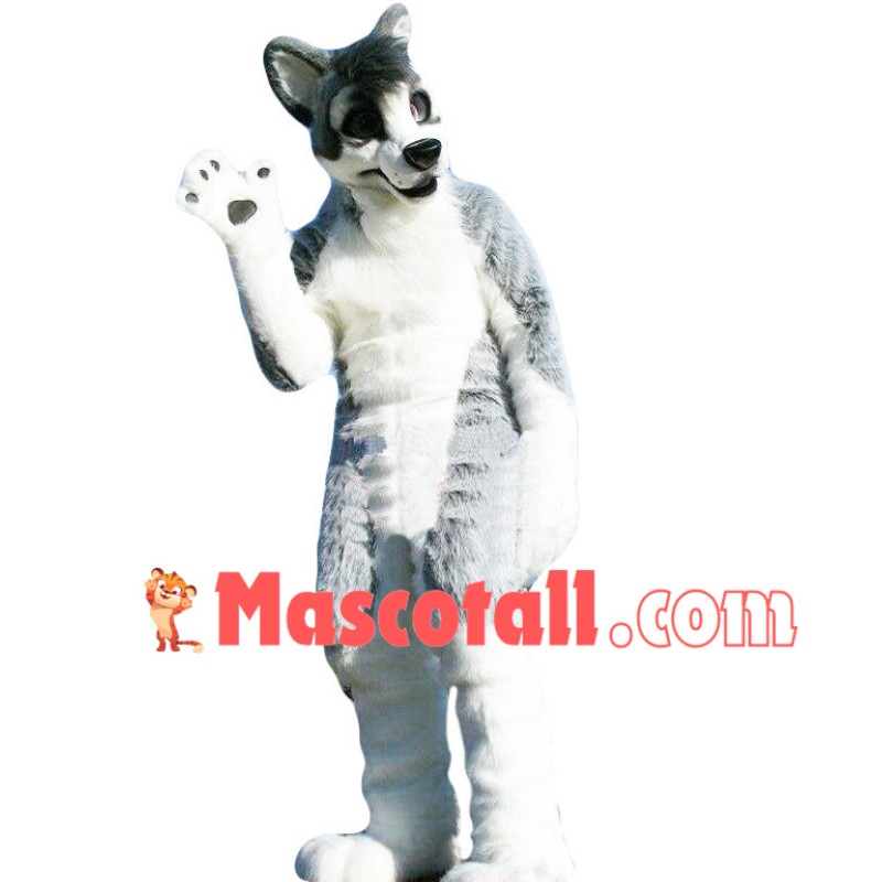 Forceful Wolfdog Long Wool Mascot Costume