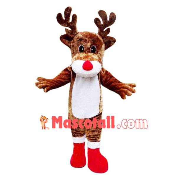 Christmas Elk With Red Nose Mascot Costume