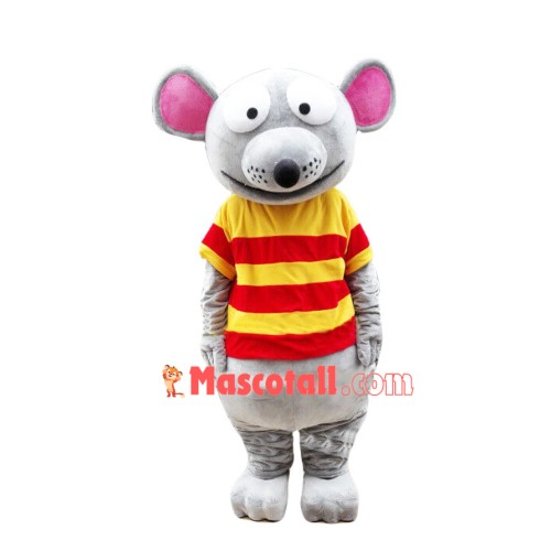 Exaggerated Striped Mouse Mascot Costume