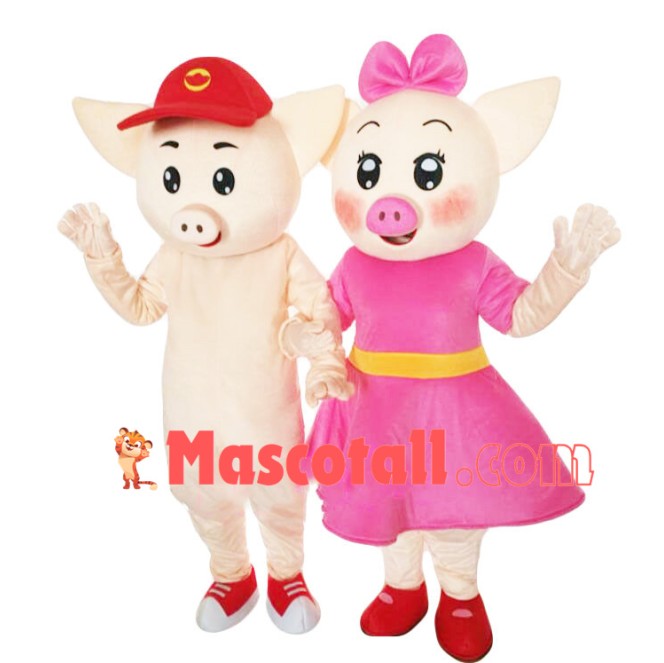 Naive Little Pig Couple Mascot Costume