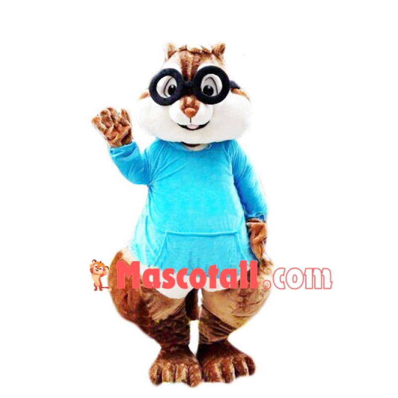 Smart Chipmunk Simon Mascot CartoonCostume