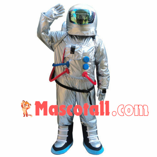 Astronaut In Silver Space Suit Mascot Costume