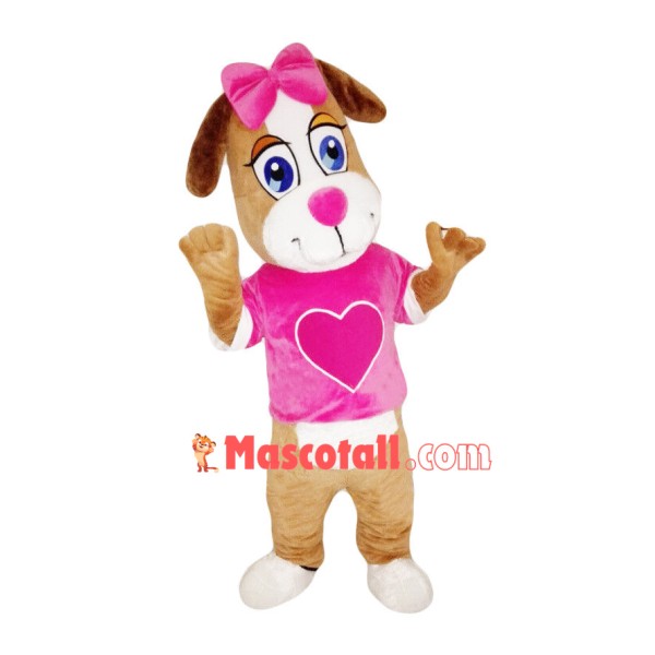 Lovely Pink Love Dog Mascot Costume