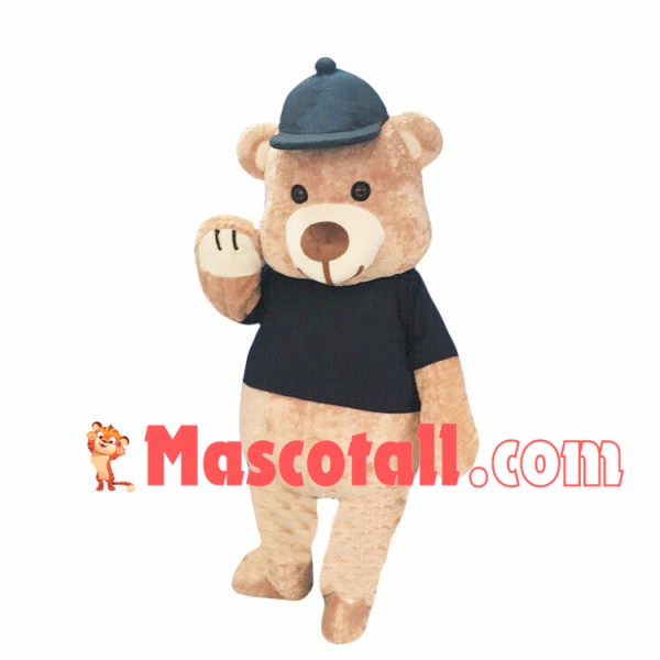 Lovable Bear With Tight Shirt Mascot Costume