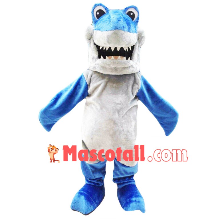 Scary Shark Mascot Costume With Sharp Teeth
