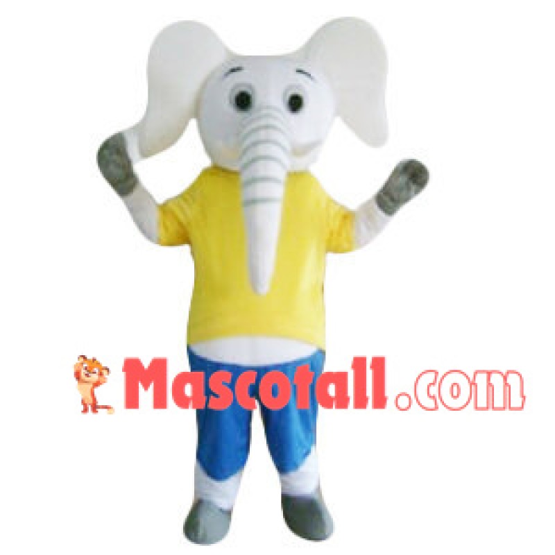 Exuberant White Elephant Mascot Costume