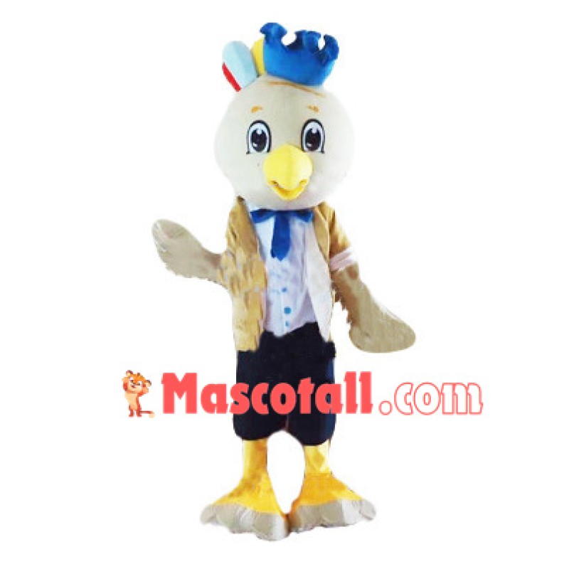 Blue Crown Bird Mascot Cartoon Costume