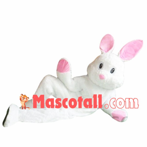 Relaxed Lying White Rabbit Mascot Costume