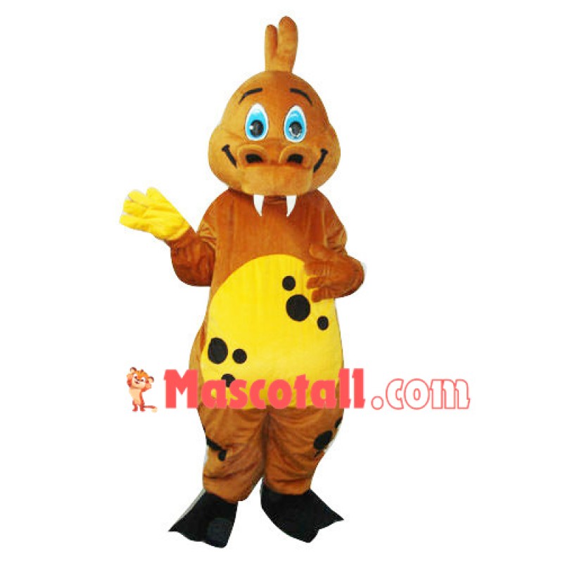 Brown Dragon With Sharp Teeth Mascot Costume