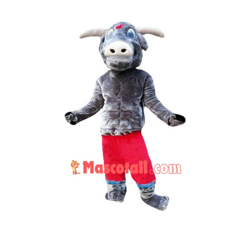 Muscular Bull In Red Shorts Mascot Costume
