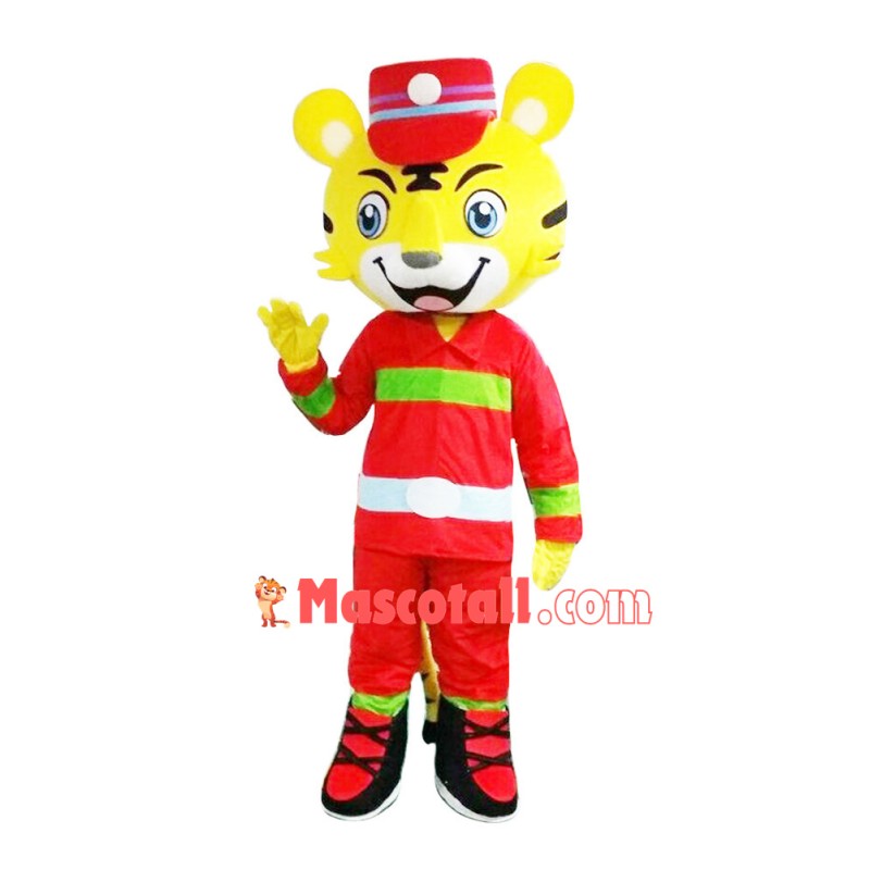 Fireman Tiger Mascot Costume