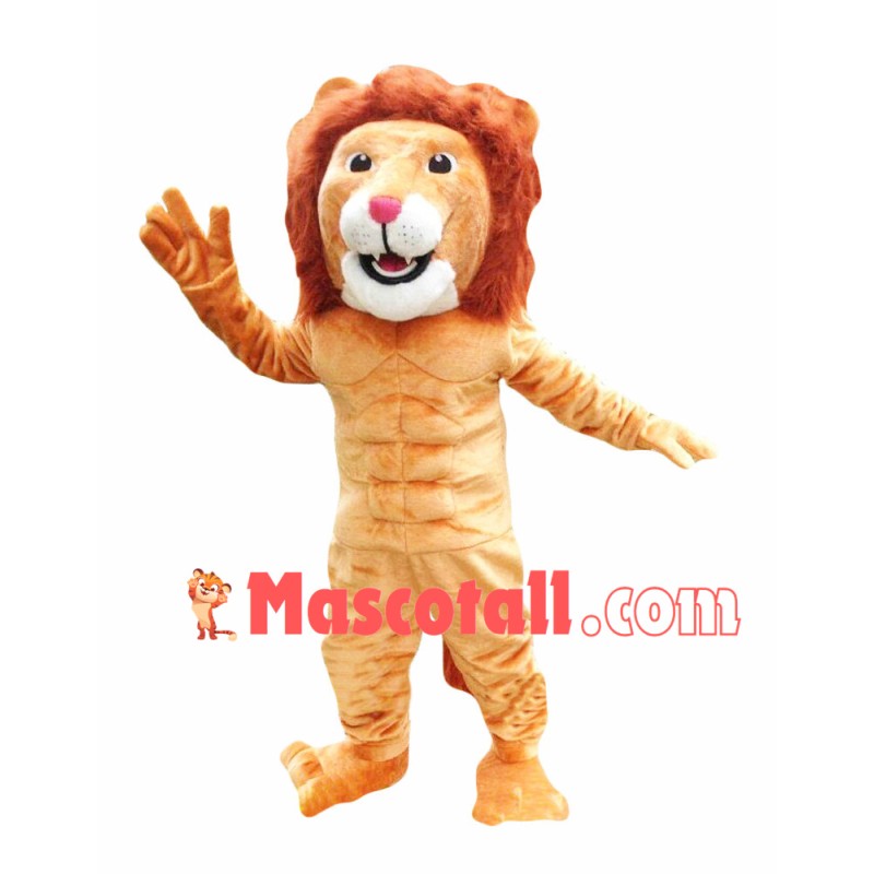 Tame Lion With Muscle Mascot Costume