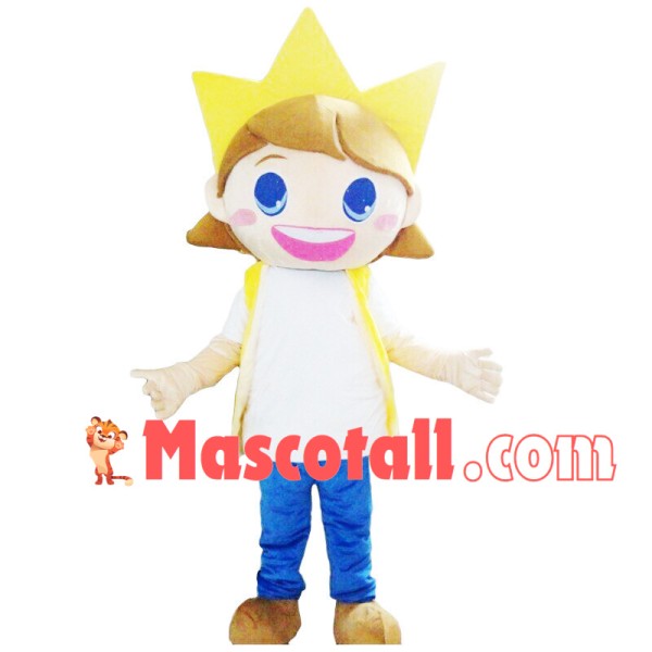 Happy Blond Boy Mascot Costume