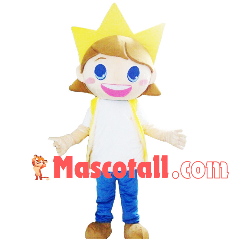 Happy Blond Boy Mascot Costume