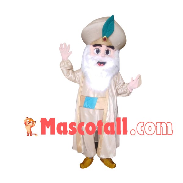 Arabian King With White Beard Mascot Costume
