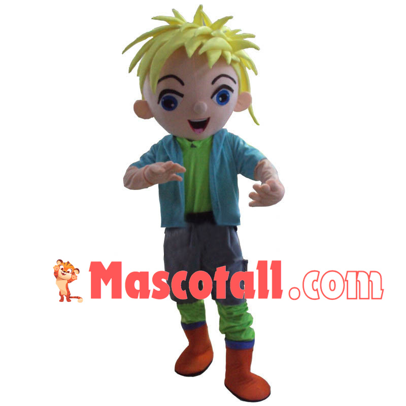 Blond Adventure Boy Mascot Costume