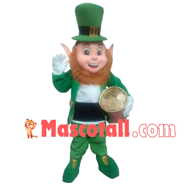 Elf Holding Coin Jar Mascot Costume