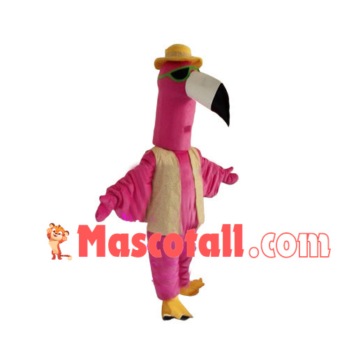 Pink Ostrich On Vacation Mascot Costume