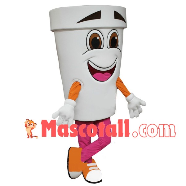 White paper Milk Cup Mascot Costume