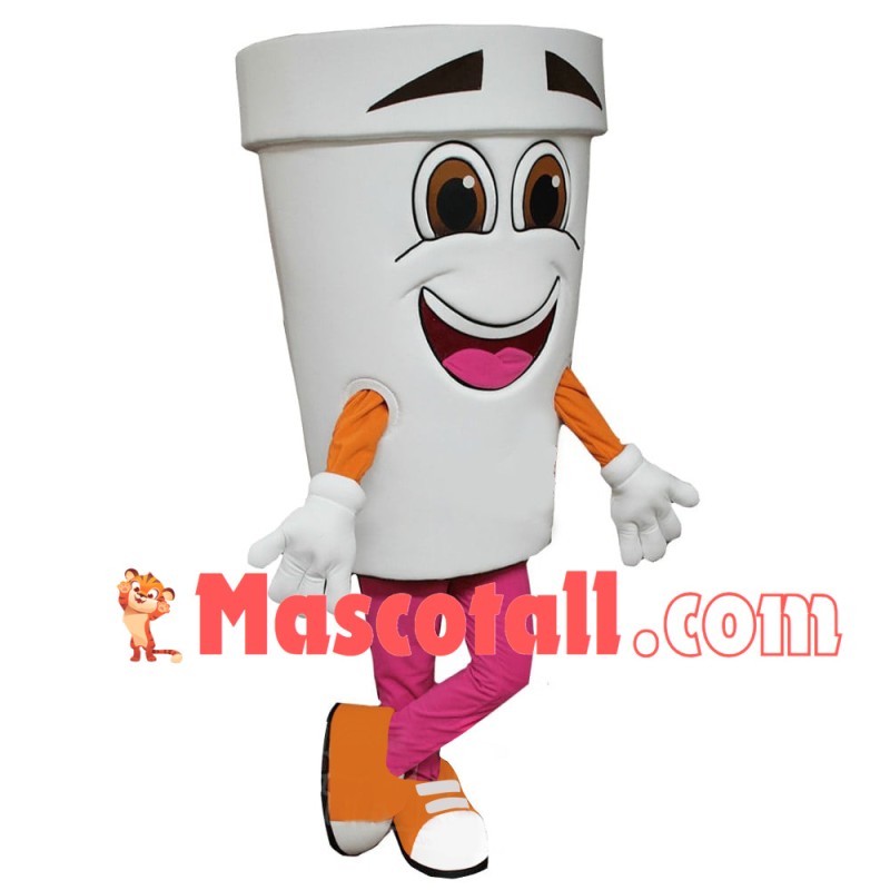 White paper Milk Cup Mascot Costume