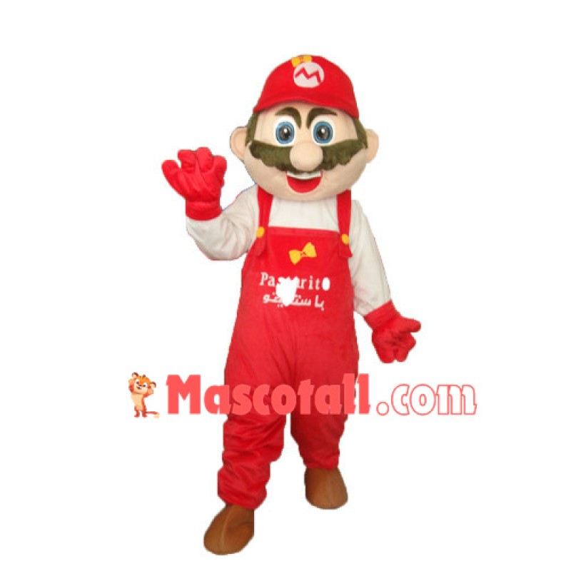 Mario With Red Overalls Mascot Costume