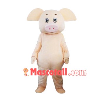 Cartoon Beige Pig Mascot Costume