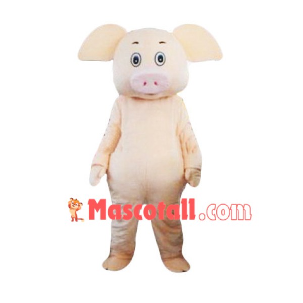 Cartoon Beige Pig Mascot Costume