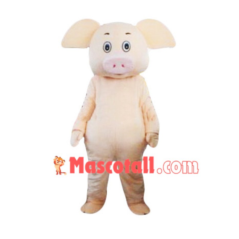 Cartoon Beige Pig Mascot Costume