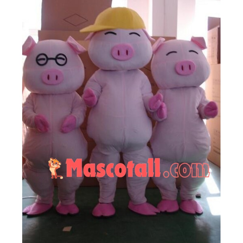Smart Pink Pig Brother Mascot Costume